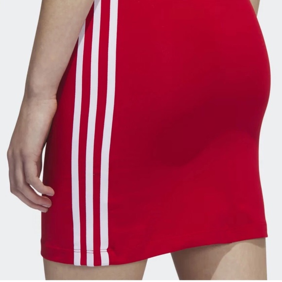 Adidas Three Stripe Mini Dress in Red and White - Picture 14 of 16